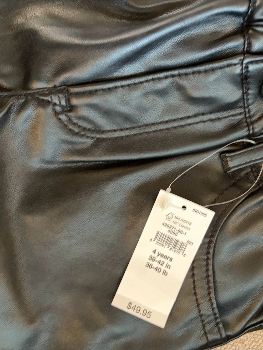 NWT- GAP Black Faux Leather Pants size 4T
